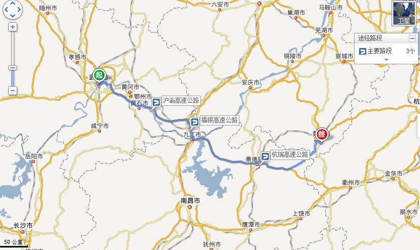 武汉到黄山自驾游行车线路图